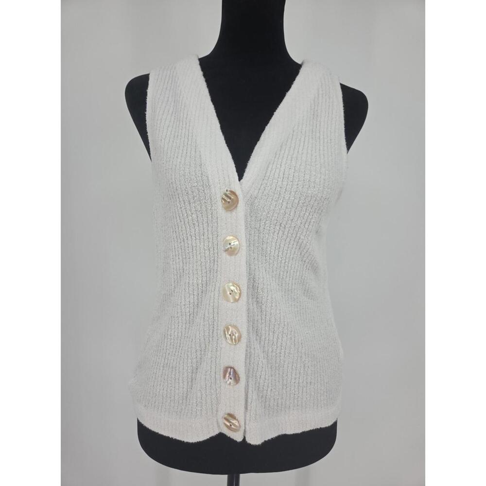 Enza Costa Terry Knit Vest Tank Medium Cotton Blend White